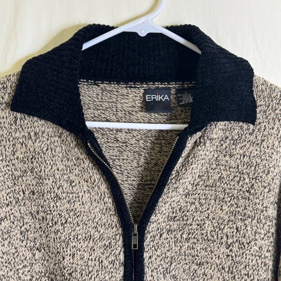 Vintage 80s Erika Classics Full Zip Knit Sweater Cardigan Women Size's Large - Picture 2 of 8
